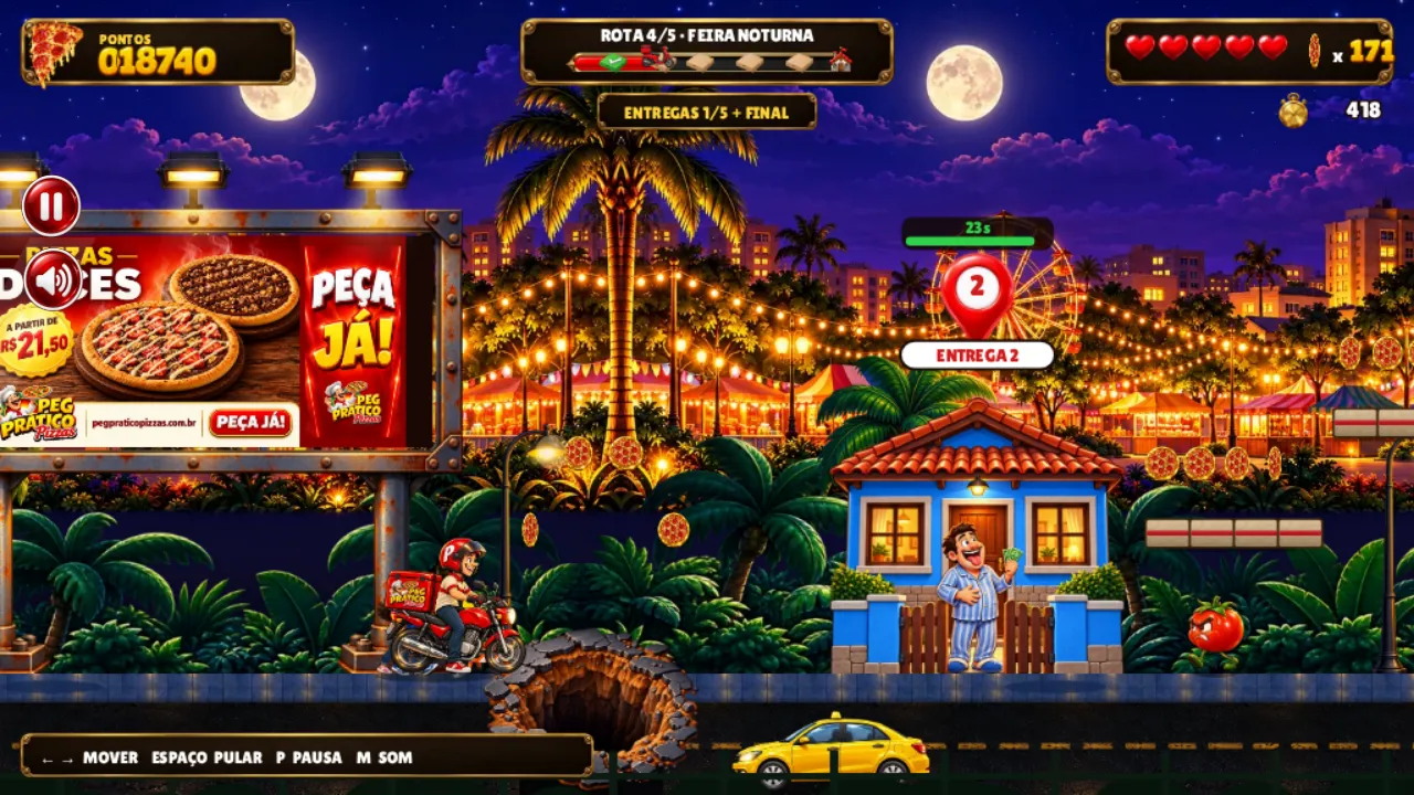 Rota da feira noturna com casa de entrega